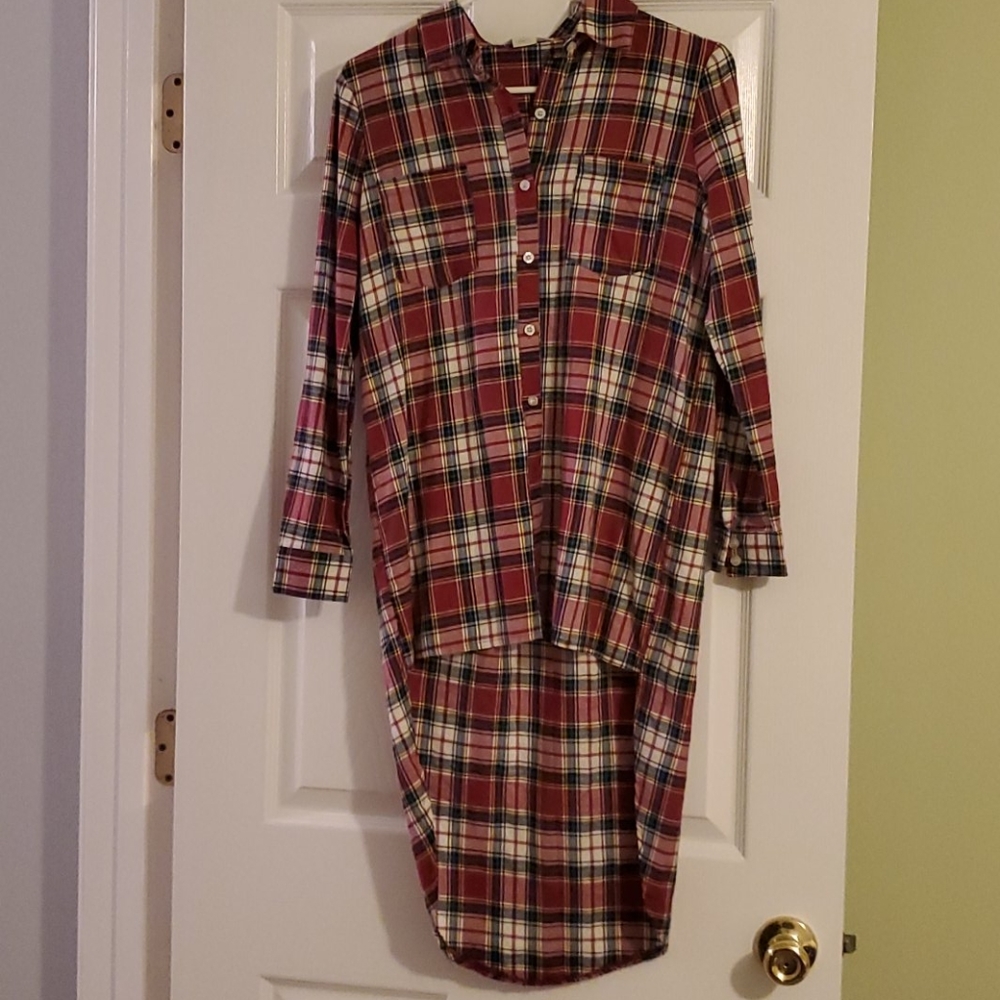 Say What? Button-up plaid shirt